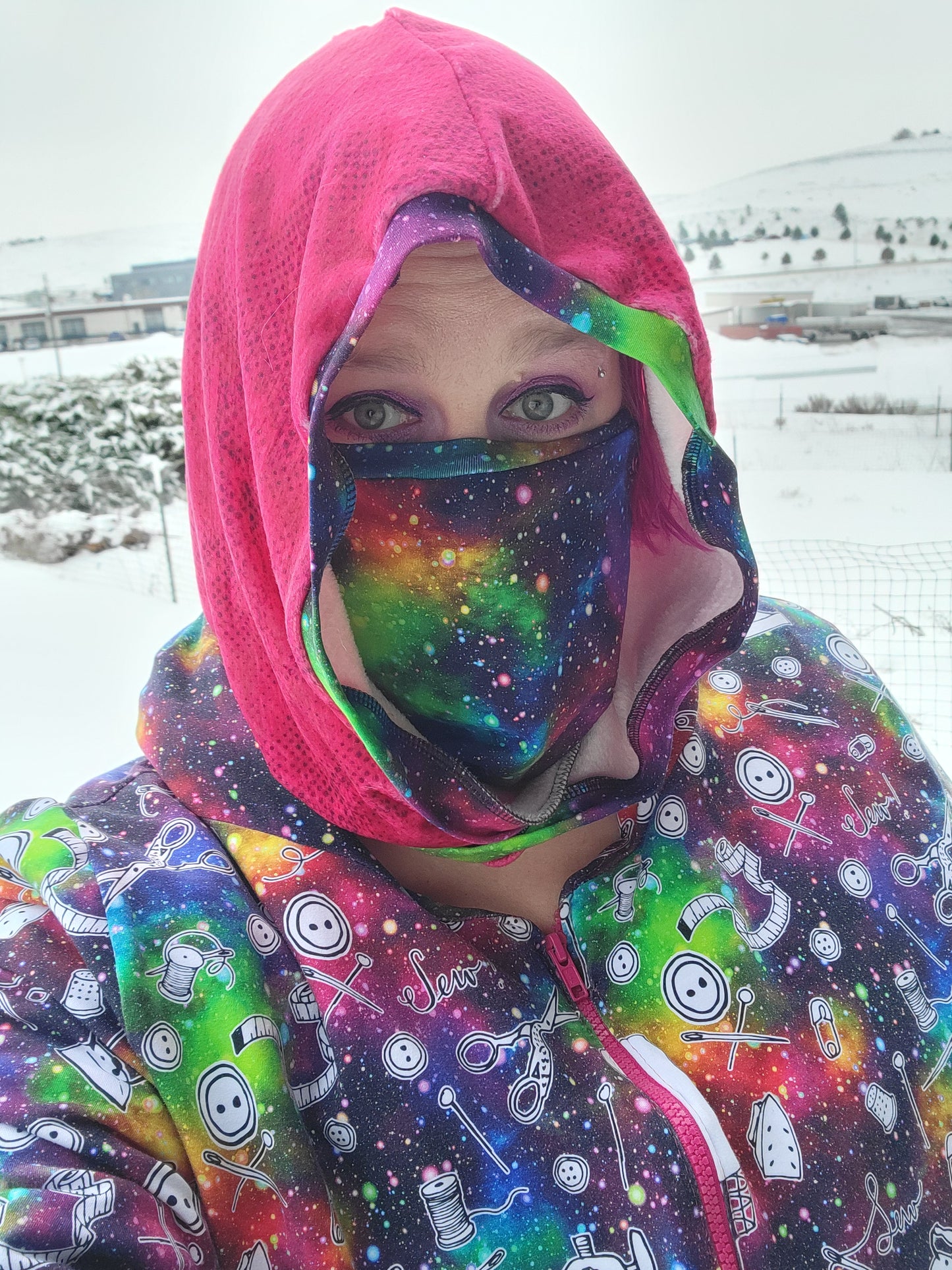 Scowl Cowl Sewing PDF pattern Hood and face covering by RockerByeDestash Patterns for kids and adults hoodie winter hat