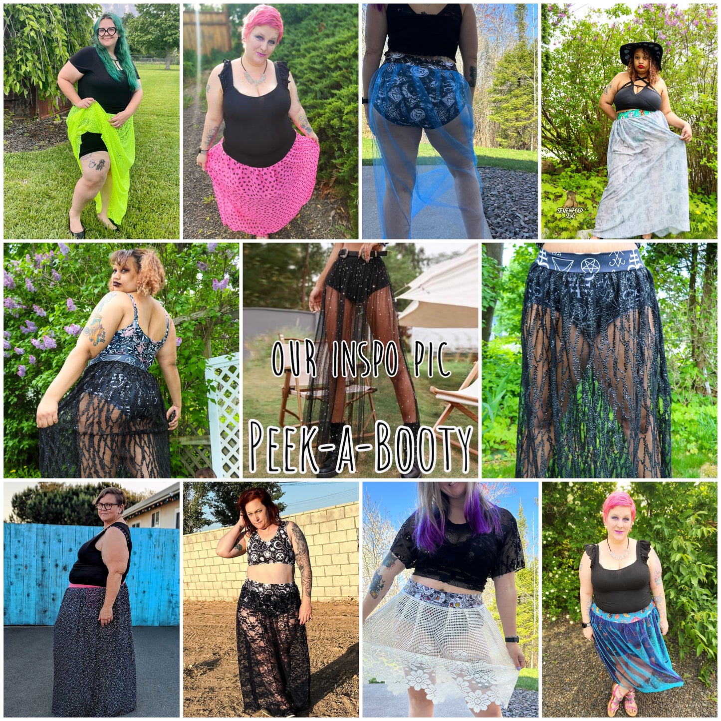 Peek A Booty Skirt Brief and Shorts- Digital PDF Sewing Pattern - Size 28" hip to 83" hip