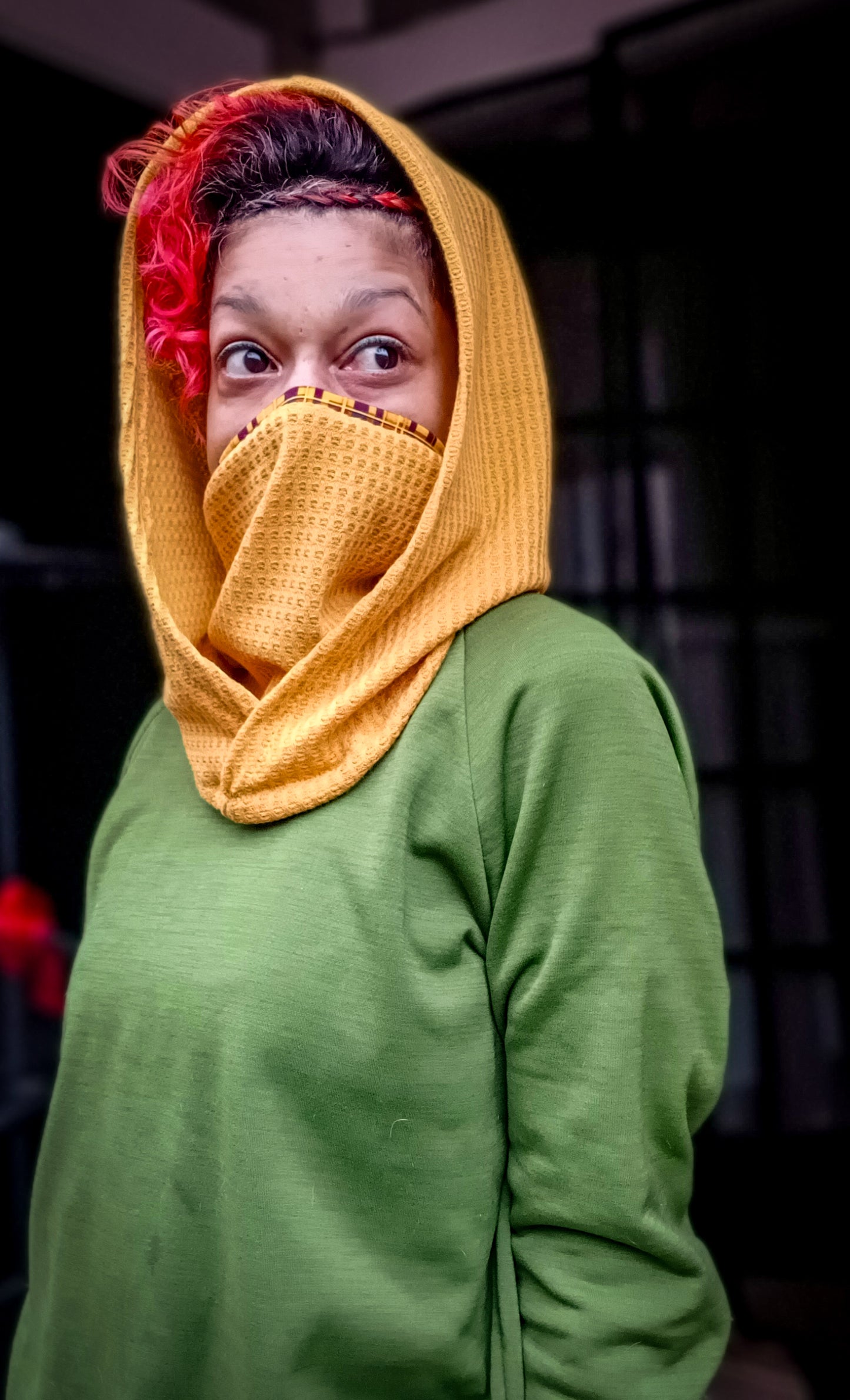 Scowl Cowl Sewing PDF pattern Hood and face covering by RockerByeDestash Patterns for kids and adults hoodie winter hat