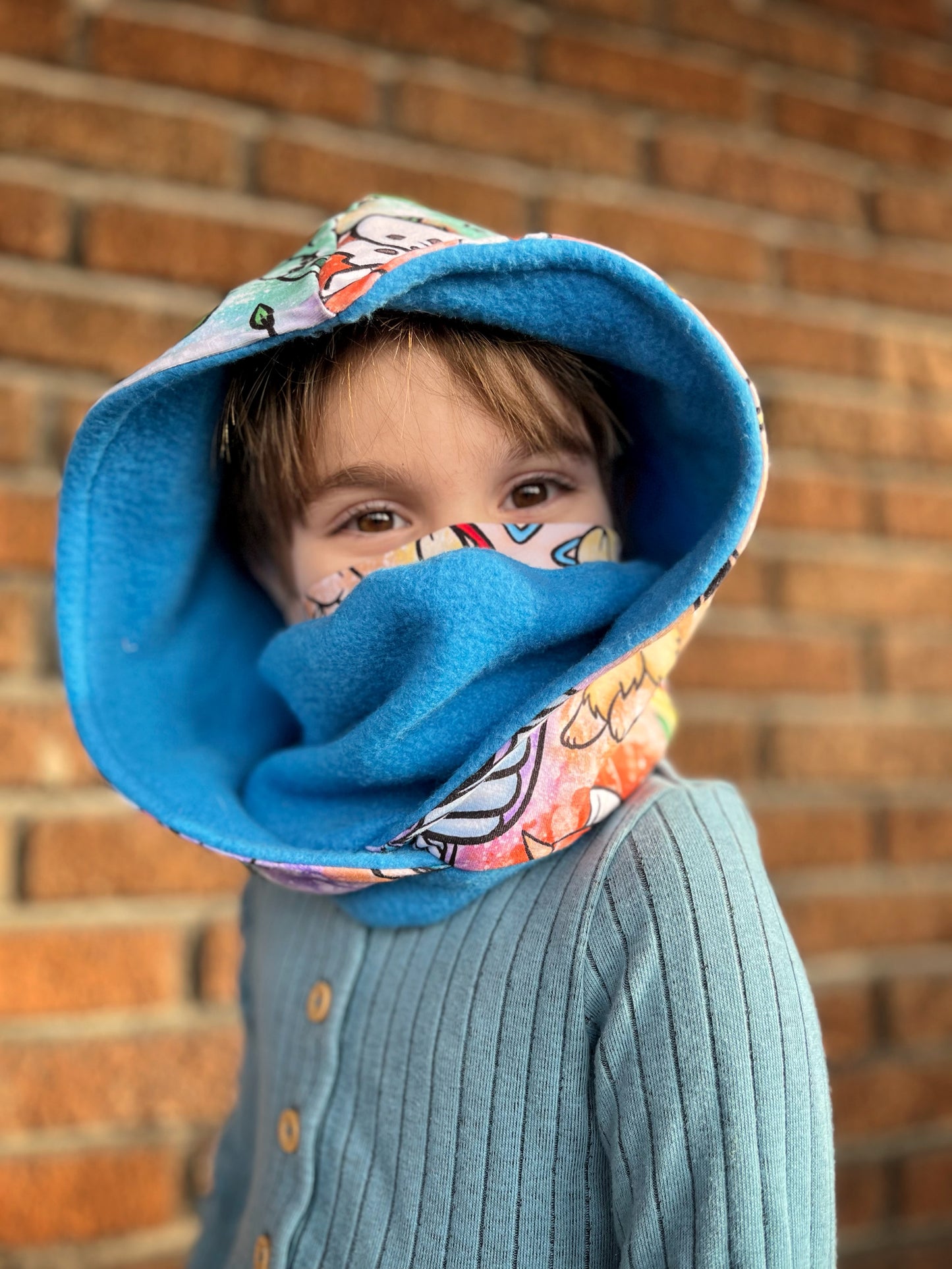 Scowl Cowl Sewing PDF pattern Hood and face covering by RockerByeDestash Patterns for kids and adults hoodie winter hat