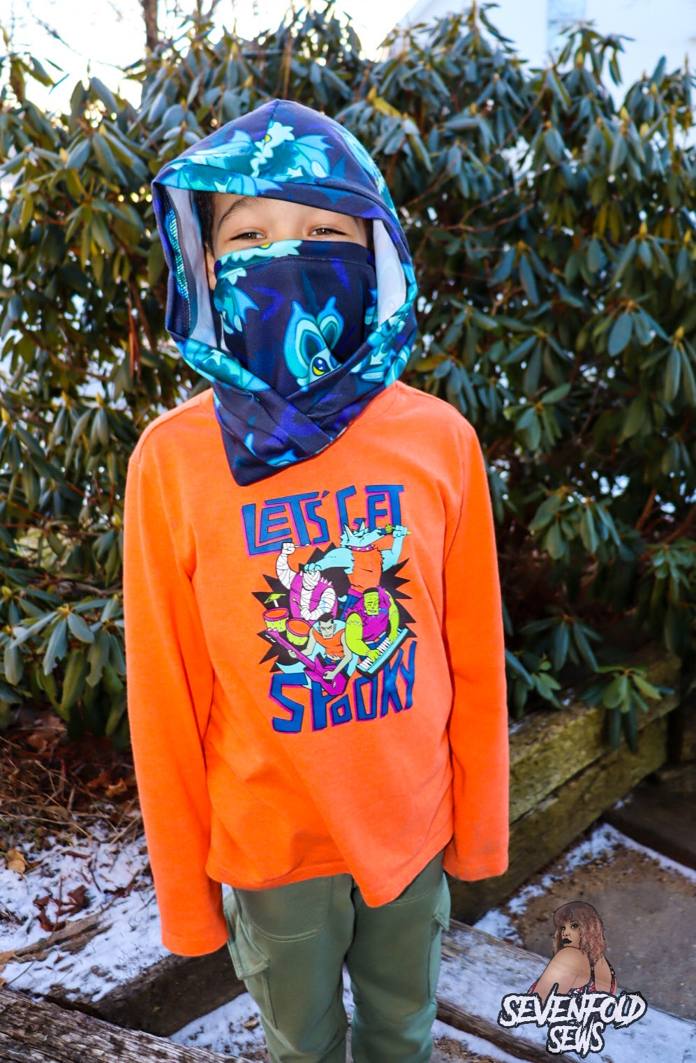 Scowl Cowl Sewing PDF pattern Hood and face covering by RockerByeDestash Patterns for kids and adults hoodie winter hat