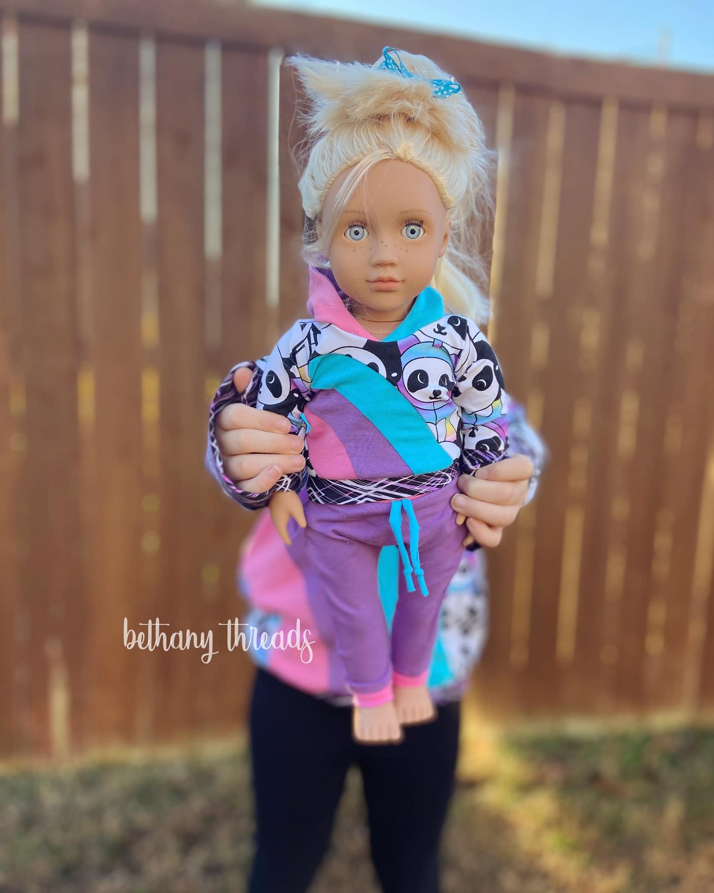 Rainbow Falls Hoodie & Dress for DOLLS -PDF SEWING PATTERN -Projector/A0 Friendly-