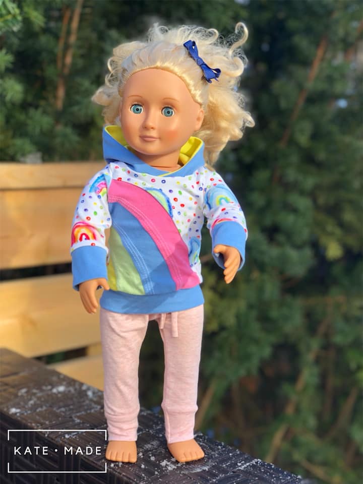 Rainbow Falls Hoodie & Dress for DOLLS -PDF SEWING PATTERN -Projector/A0 Friendly-