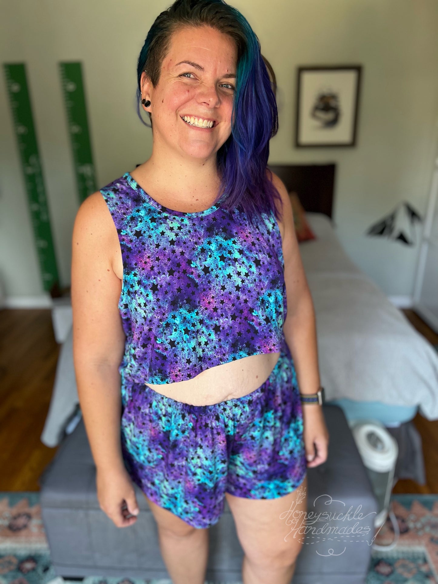 Adult Digital Sewing PDF Pattern - Sweet Sleep Set - Shorts and Tank top Pajamas