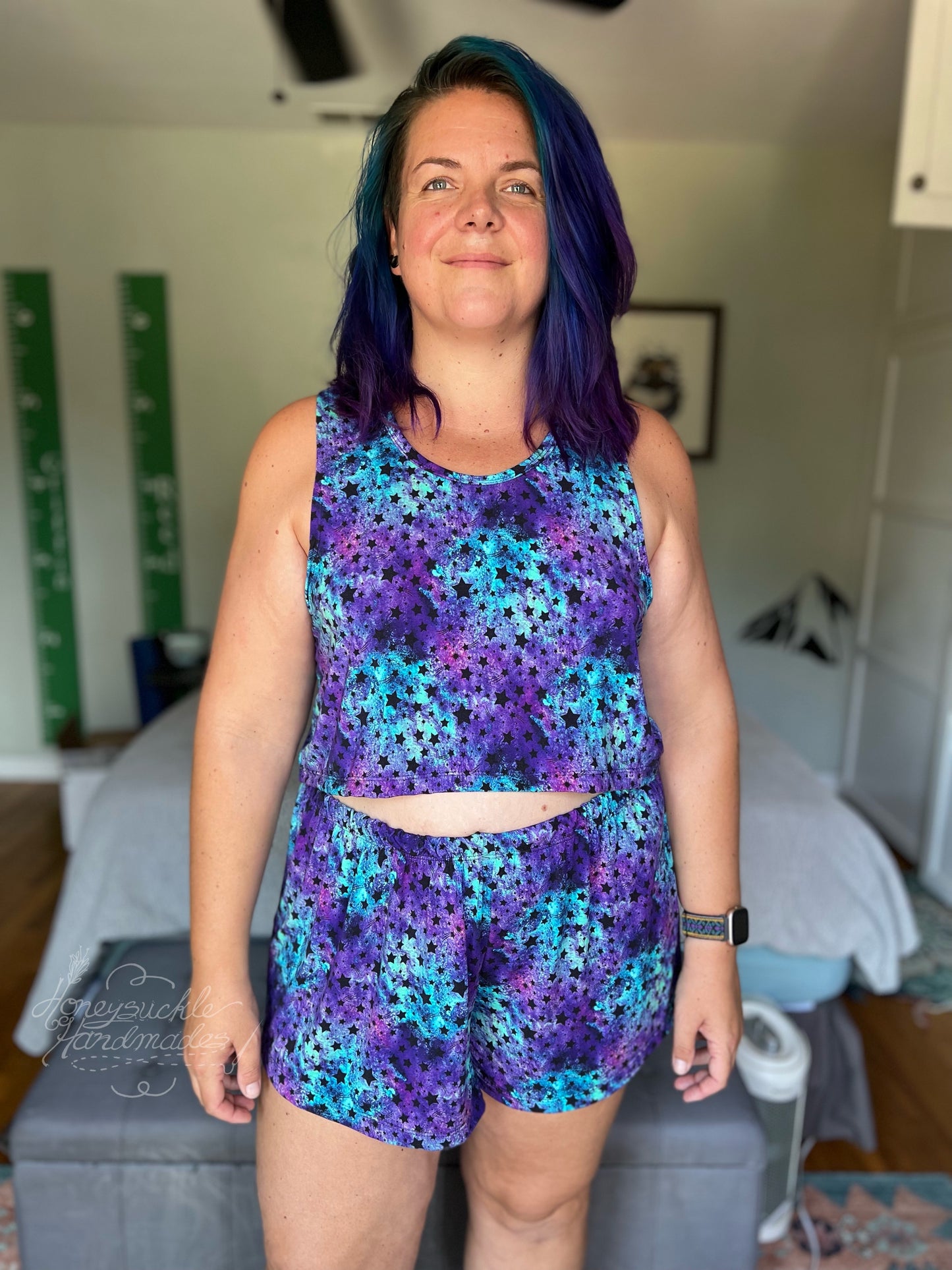 Adult Digital Sewing PDF Pattern - Sweet Sleep Set - Shorts and Tank top Pajamas