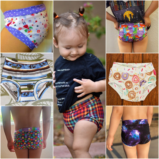 KIDS SIZE undies RockerByeBooties - PDF - Digital Pattern File for garment sewing underwear diaper cover training underwear menstruation