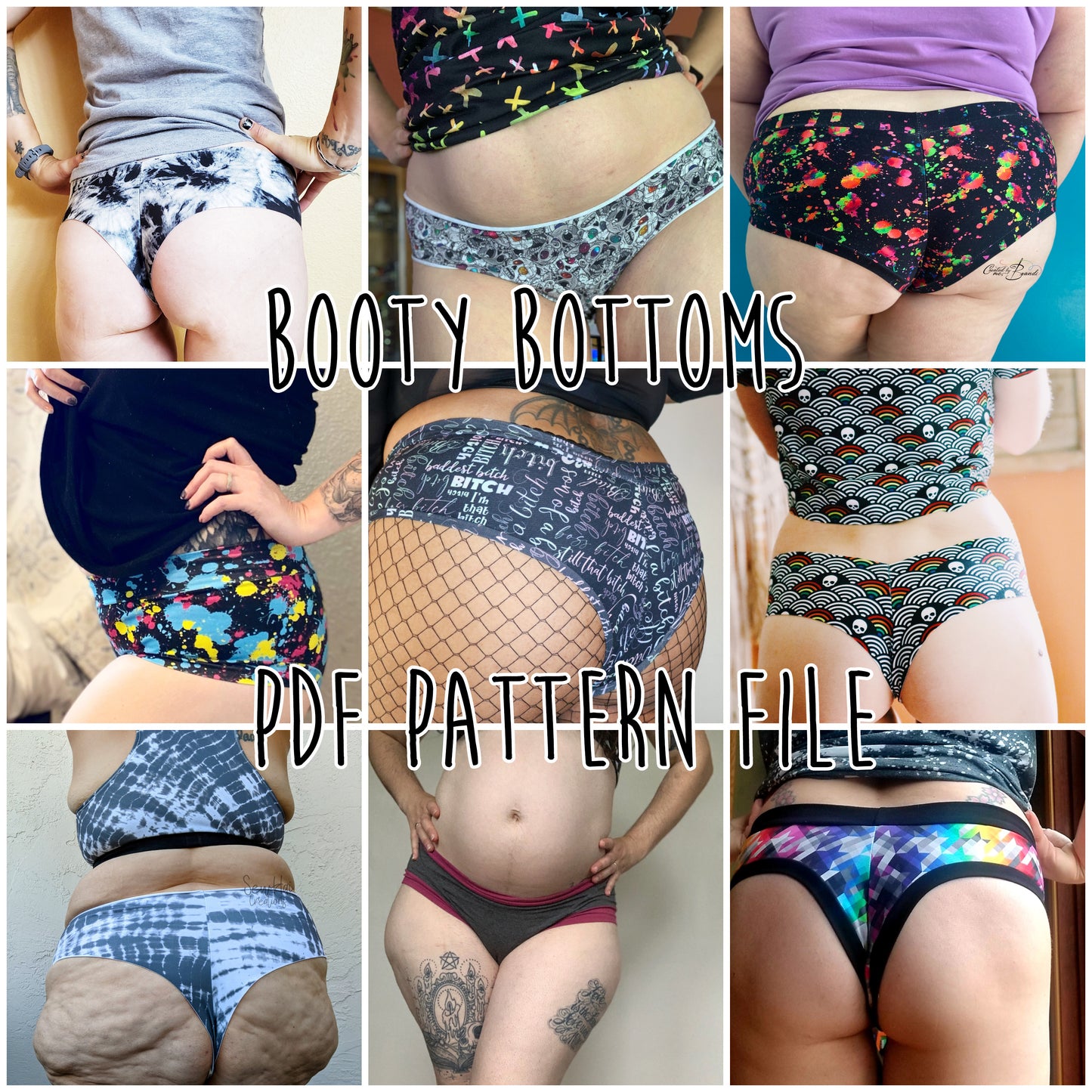 Adult Booty Bottoms - PDF - DIGITAL Pattern File Download for Sewing Cheeky Underwear