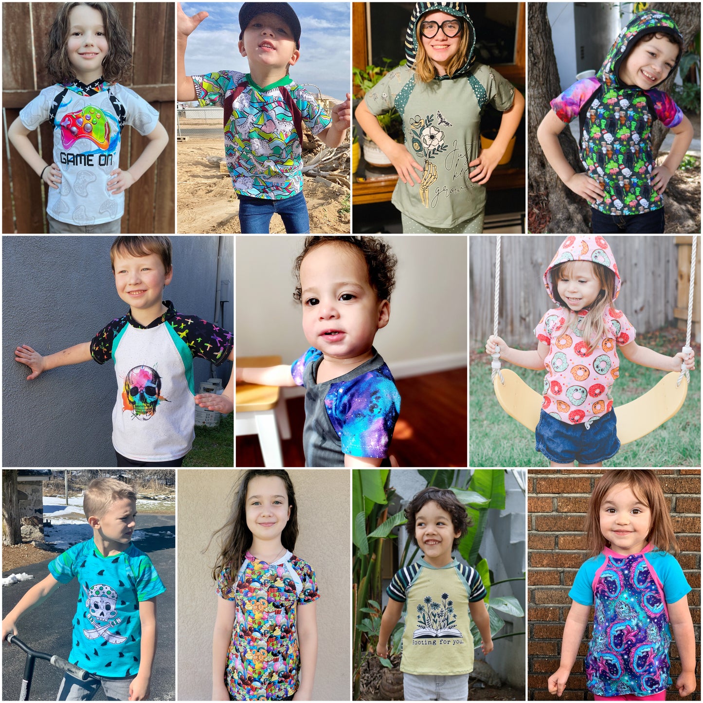 Kids Rockin Raglan Tee - Multiple options available - Short Sleeve, Gathered Sleeve, Long Sleeve Digital PDF Sewing Pattern