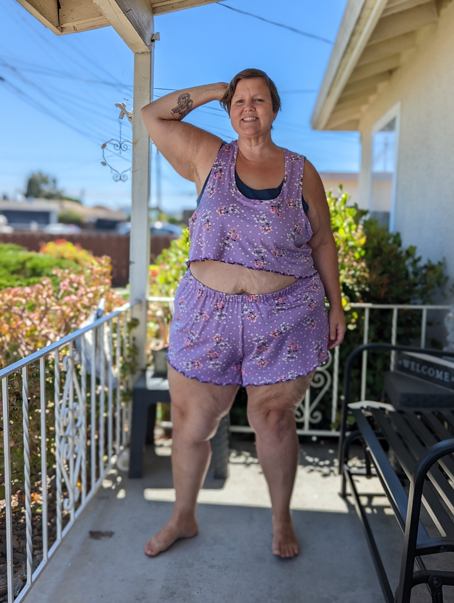 Adult Digital Sewing PDF Pattern - Sweet Sleep Set - Shorts and Tank top Pajamas