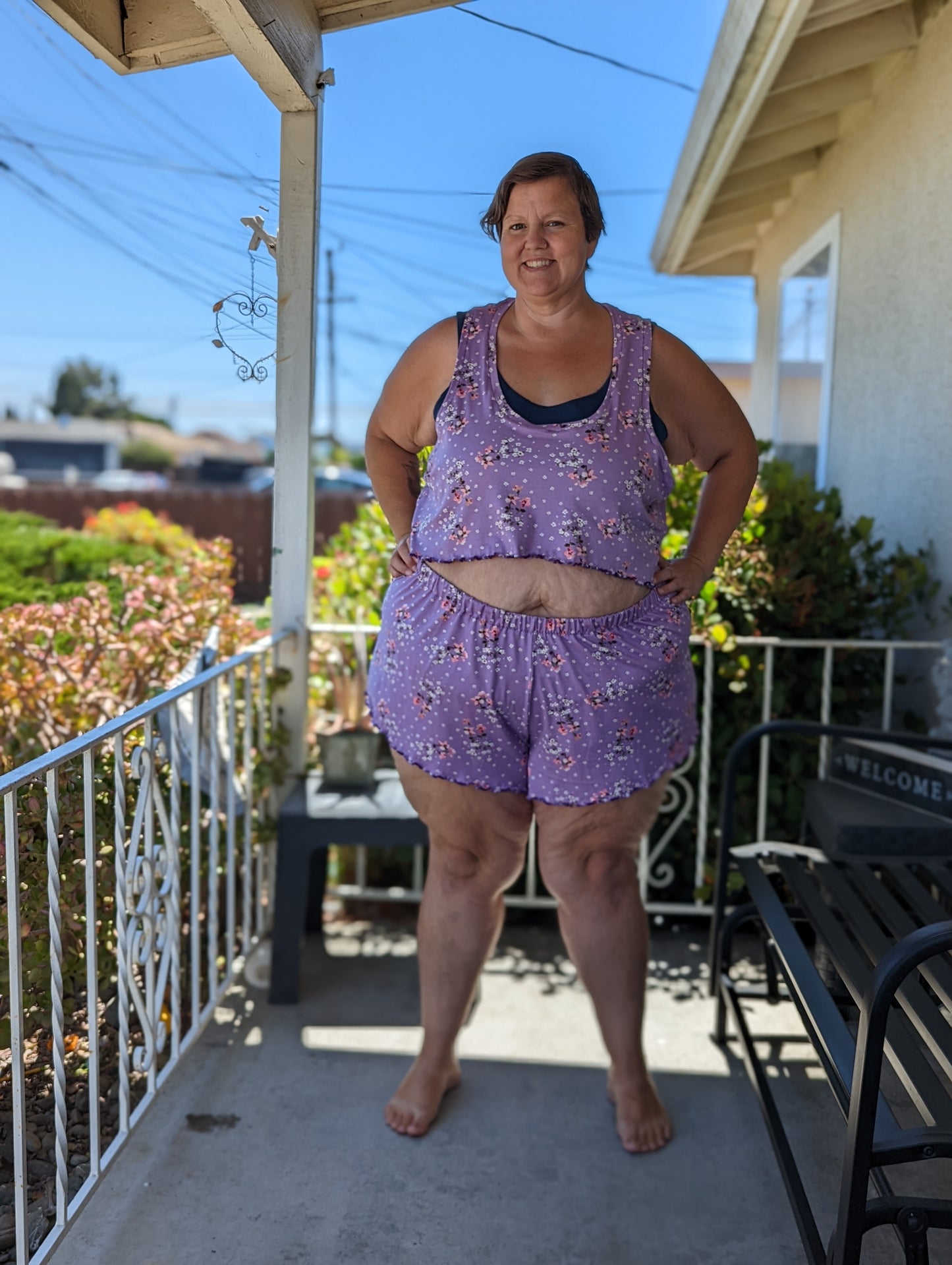 Adult Digital Sewing PDF Pattern - Sweet Sleep Set - Shorts and Tank top Pajamas