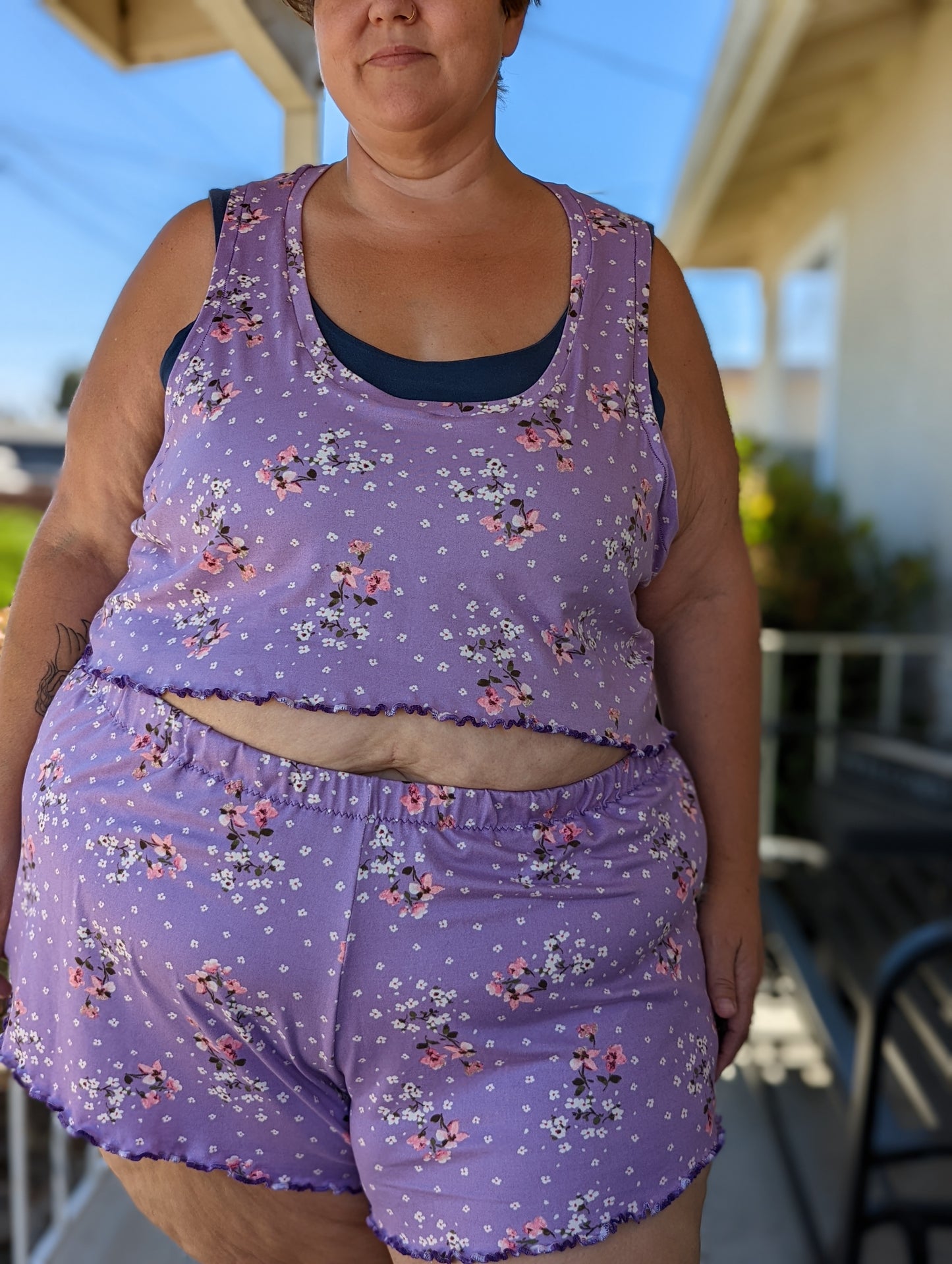 Adult Digital Sewing PDF Pattern - Sweet Sleep Set - Shorts and Tank top Pajamas