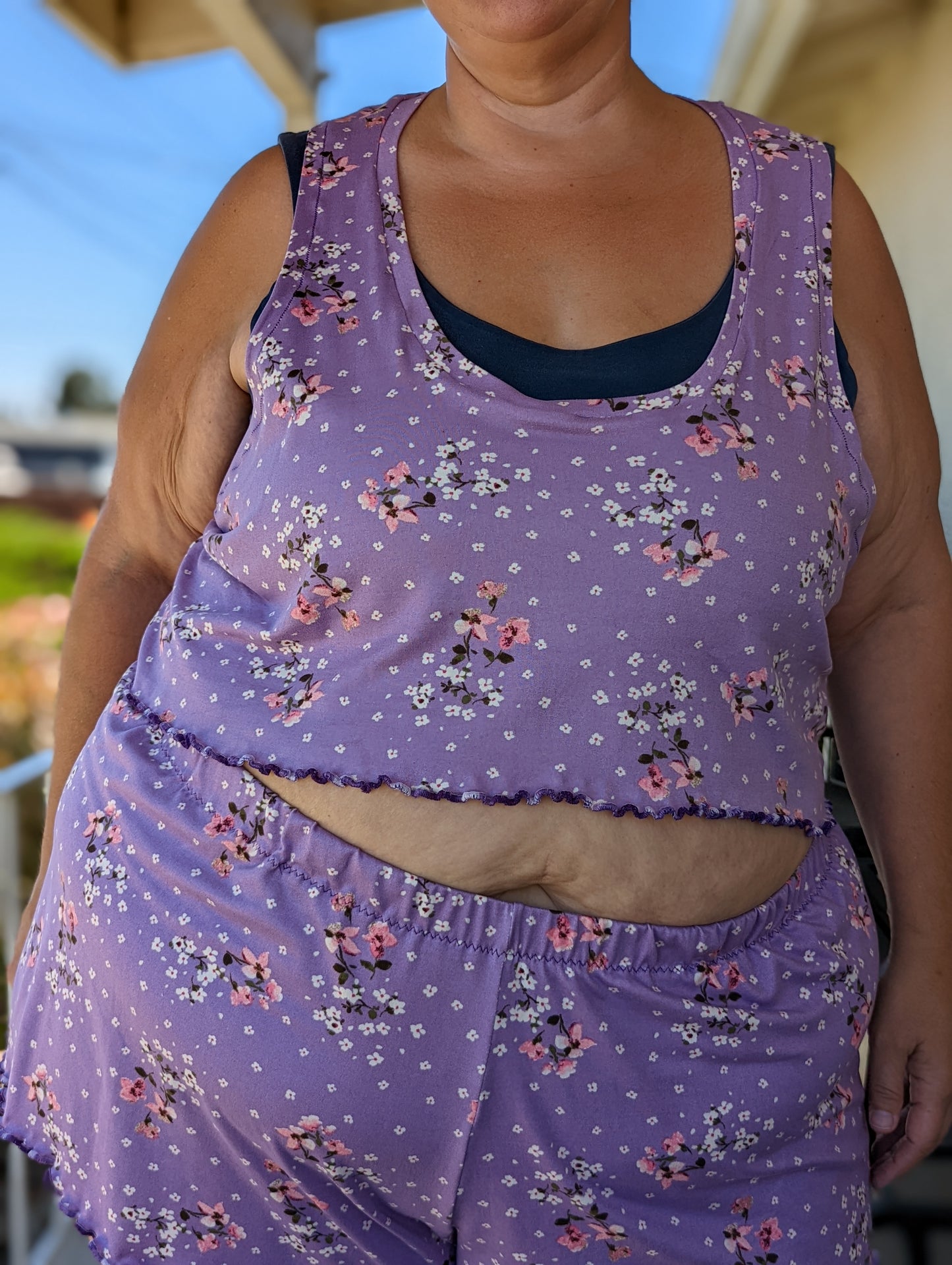 Adult Digital Sewing PDF Pattern - Sweet Sleep Set - Shorts and Tank top Pajamas