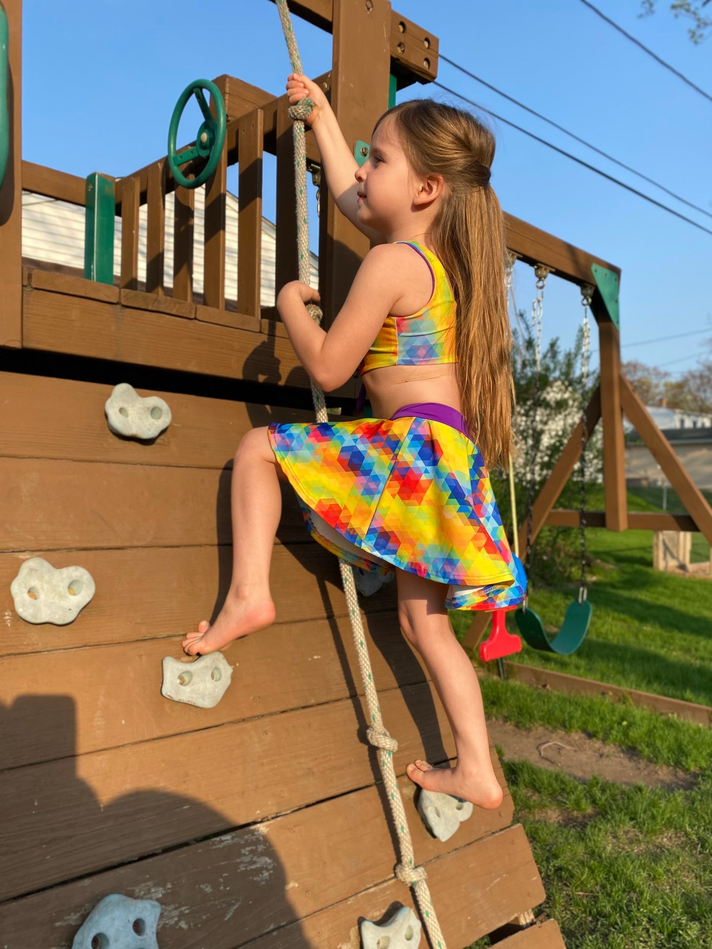 Kids Sporty Skorty Skirt, Shorts to full length yoga pants - Digital PDF Sewing Pattern - Size Preemie to 20 youth