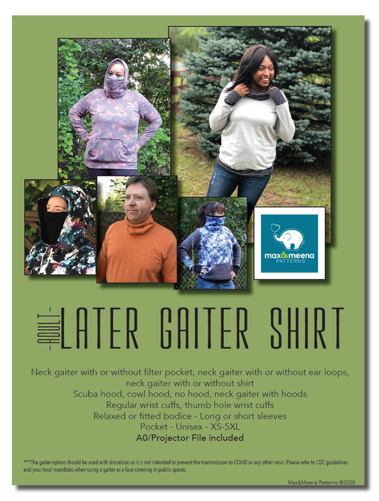 Later Gaiter Shirt for Adults - PDF SEWING PATTERN - Projector/A0 files included