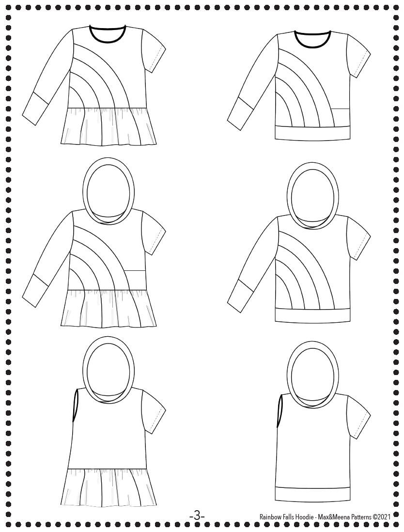 ADULT Rainbow Falls Hoodie PDF Pattern **Projector/A0/Copy Shop Friendly**