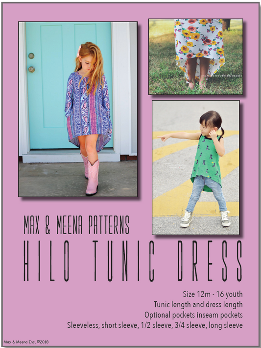 Girls Hilo Tunic Dress PDF Sewing pattern (A0 file included)