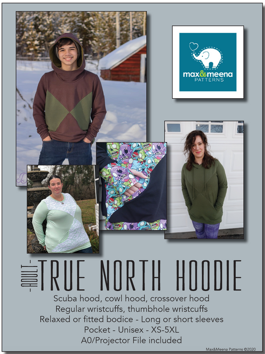 True North Hoodie for Adults - PDF Sewing Pattern - PROJECTOR/A0 File included