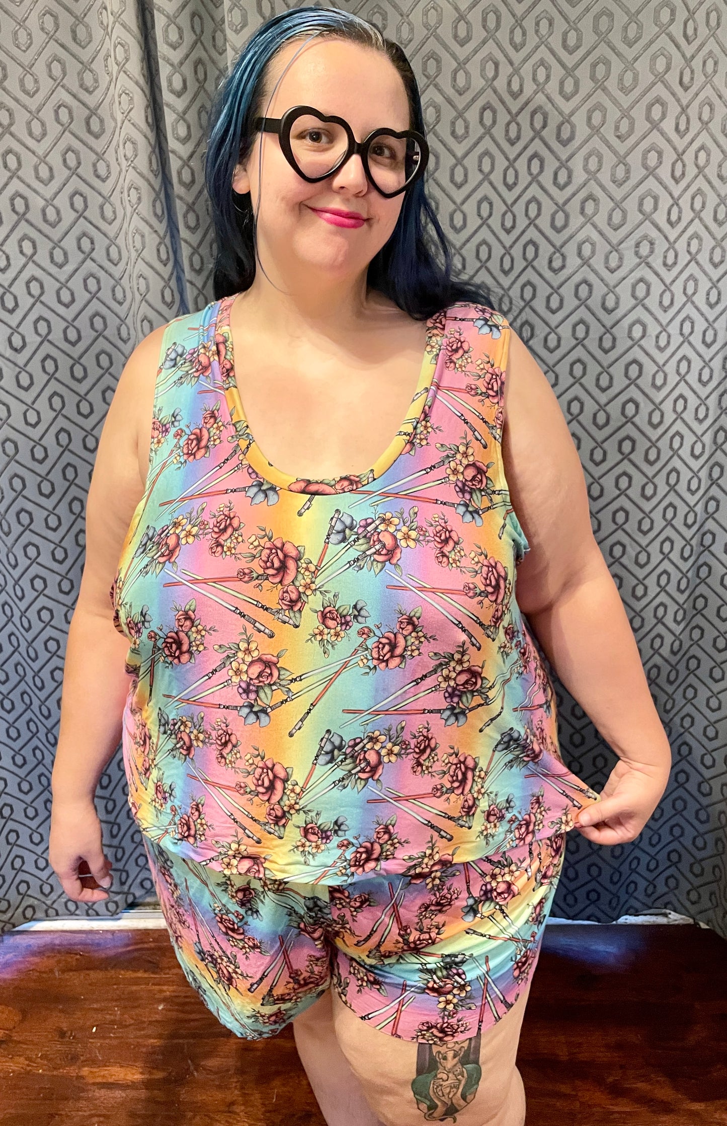 Adult Digital Sewing PDF Pattern - Sweet Sleep Set - Shorts and Tank top Pajamas