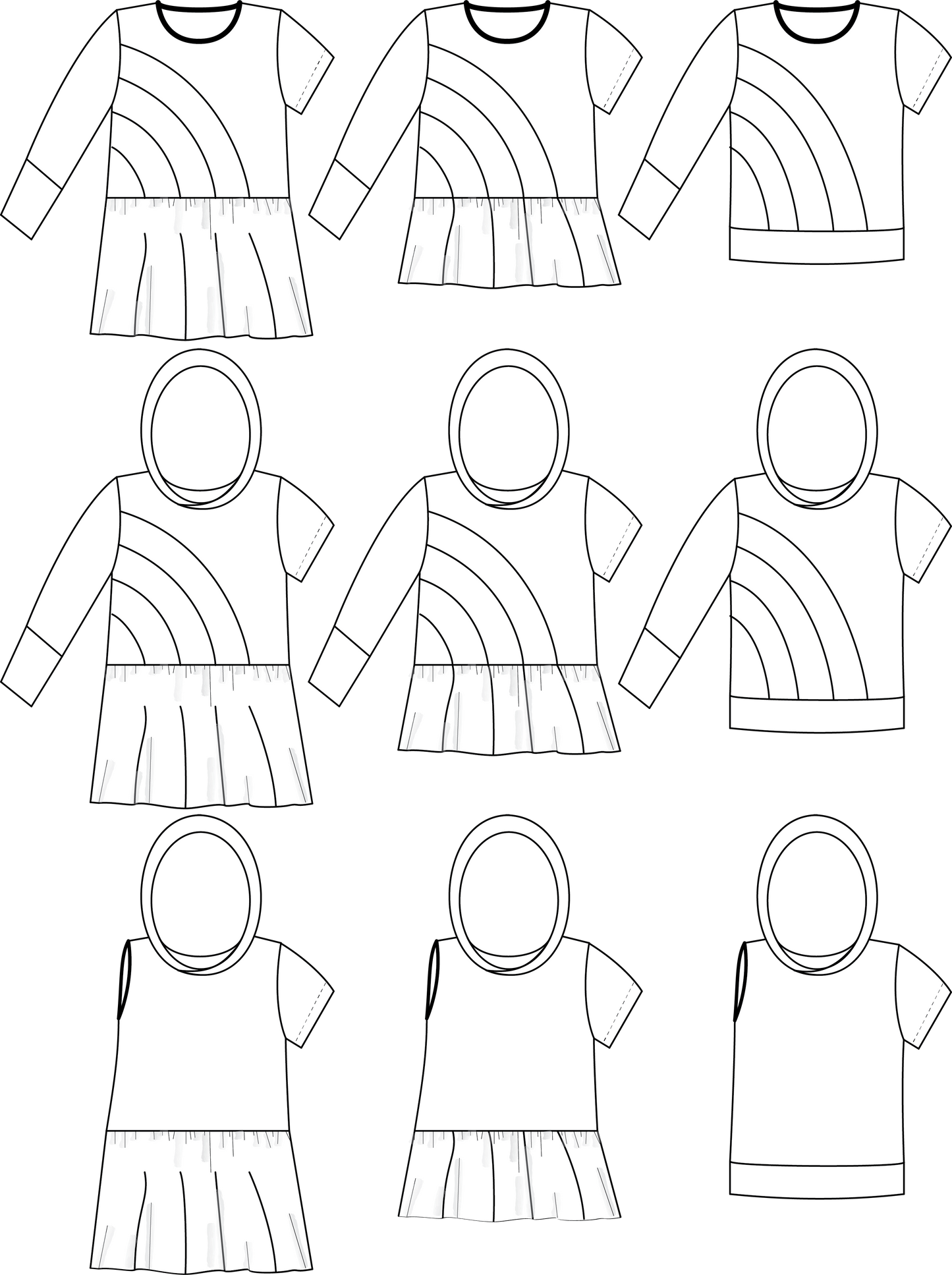 Rainbow Falls Hoodie & Dress for DOLLS -PDF SEWING PATTERN -Projector/A0 Friendly-