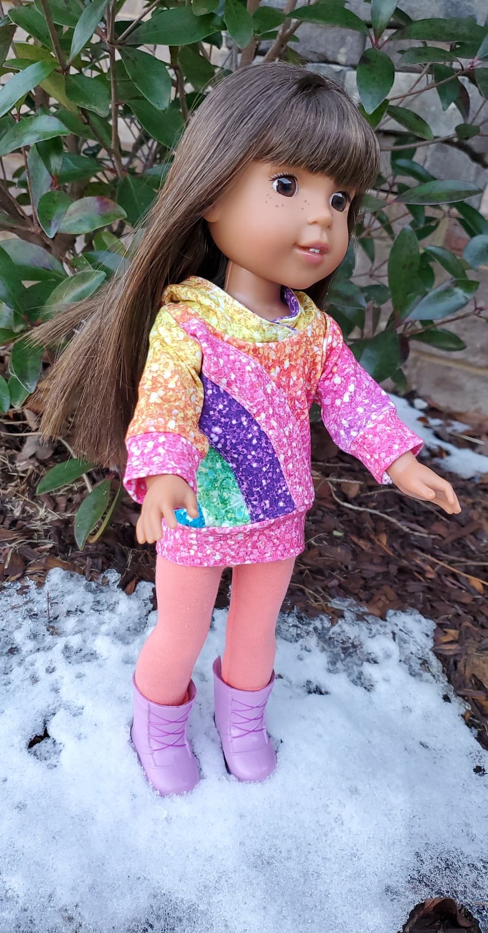 Rainbow Falls Hoodie & Dress for DOLLS -PDF SEWING PATTERN -Projector/A0 Friendly-