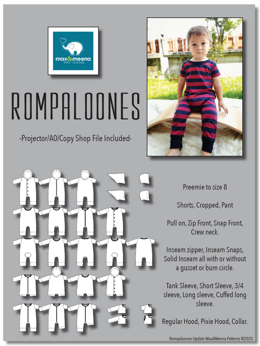 Rompaloones Sewing Patterm (PDF) -Projector/A0 Friendly-