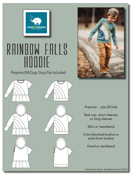 Rainbow Falls Hoodie -KIDS- PDF Pattern -Projector/A0 Friendly-