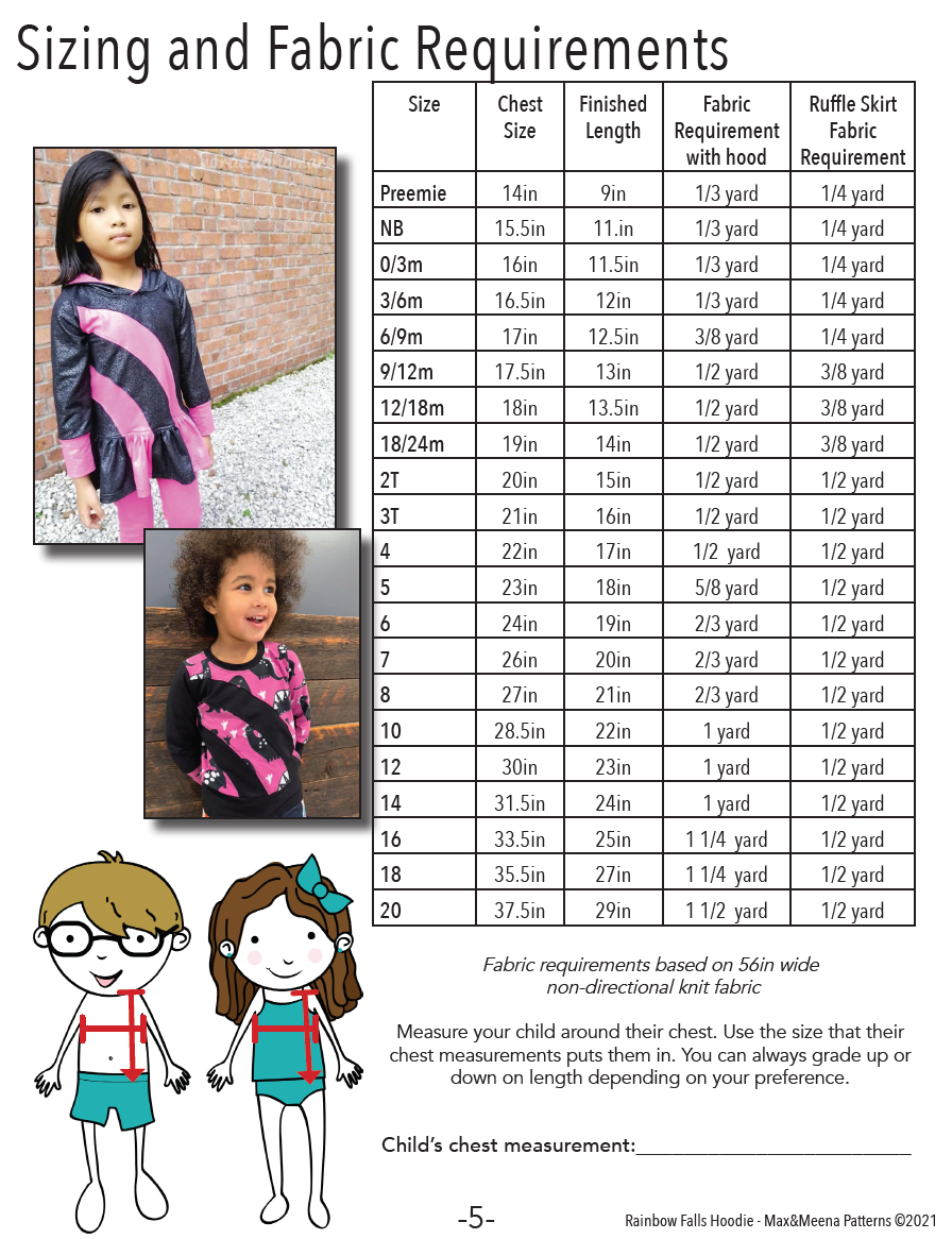 Rainbow Falls Hoodie -KIDS- PDF Pattern -Projector/A0 Friendly-