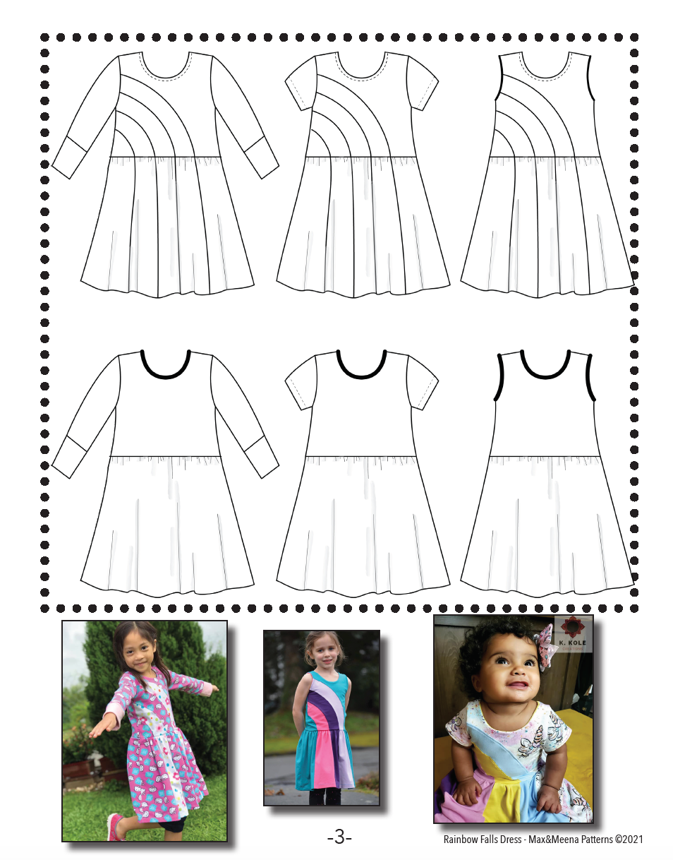 Rainbow Falls Dress -Kids- PDF Pattern -Projector/A0 Friendly-
